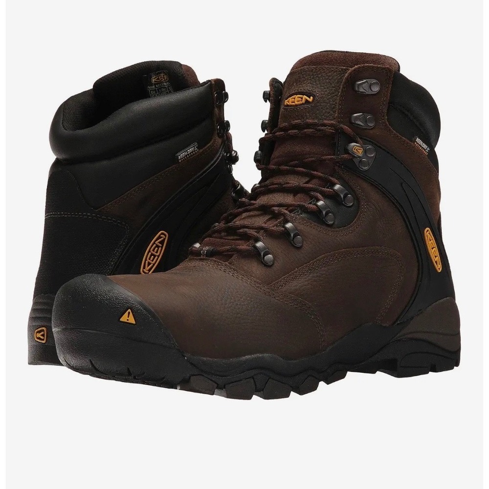 KEEN Utility Mens 10.5 EE Waterproof Composite Toe Work Boots Brown